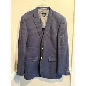 PARC 81 Blazer 100% Linen Blue Preppy Coastal Spring‎ Summer BLAZER Size XL/44